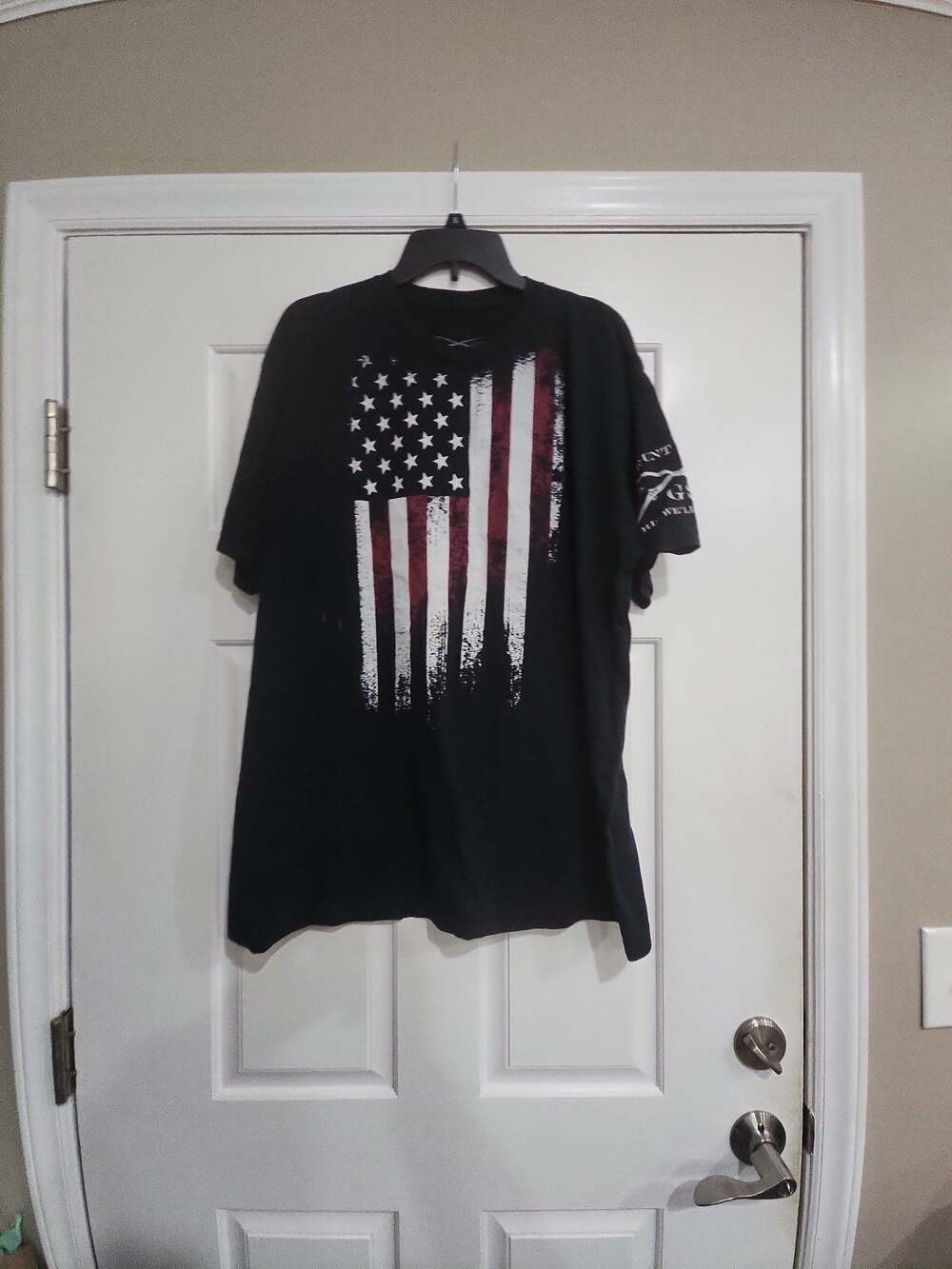Grunt Style 'If I Charge, Follow Me' Distressed Flag Graphic T-Shirt